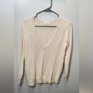 Wallace Women Beige Cashmere Rabbit Lambswool V-Neck Long Sleeve Sweater Size XS